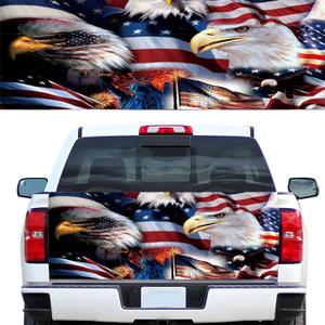 Turck Tailgate Wraps - 66x23.6 in American Flag Tailgate Decals for Trucks