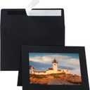 60 Packs Black Photo Frame Cards and Envelopes for 5 x 7 Picture, Paper Picture Frames with Self Seal Envelopes, Photo Card Holder for Classroom Birthday Christmas Wedding Postcards