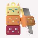 Bilious USB Type C Flash Drive, 2 in 1 OTG Dual USB 3.0 Flash Drive, Jenna Cat Design Cute Thumb Drive, Waterproof & Small Size Memory Stick (64GB, Yellow)