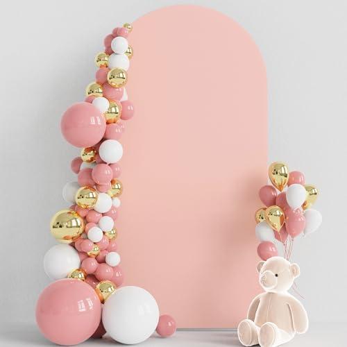 Wokceer 6.6FT Wedding Arch Backdrop Cover Spandex Fitted Wedding Arch Stand Covers Round Top Chiara Backdrop Cover for Birthday Party Ceremony Banquet Decoration Pale Pink
