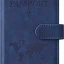 Eoehro Passport Holder for Travel Essentials, Passport Wallet Cover Case for Travel Must Haves Accessories,Passport Book Holders for Women and Men(dark blue)