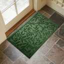 Green Leaves Outdoor Indoor Entrance Door mat, Absorbent Durable Heavy Duty Welcome Front Door Mat,Thick Natural Rubber Back,Easy Clean Entryway Mat 17x30 Inch, Low Profile