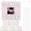 ForraFun Pink Graduation 2026 Scrapbook Album 8" x 8" Class of 2026 Senior Year Memory Book DIY Kit Photo Album Scrapbook for Senior High School College Graduates Customized Graduation Gift 60 Pages