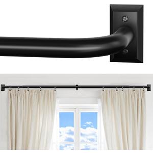 ZYRW Black Curtain Rod, Room Darkening Rods for Windows 28 to 48 Inches(2.3-4Ft), Wrap Around Curtain Rods, Heavy Duty Blackout Drapery, Modern Decorative Window Treatment Rod, Matte Black