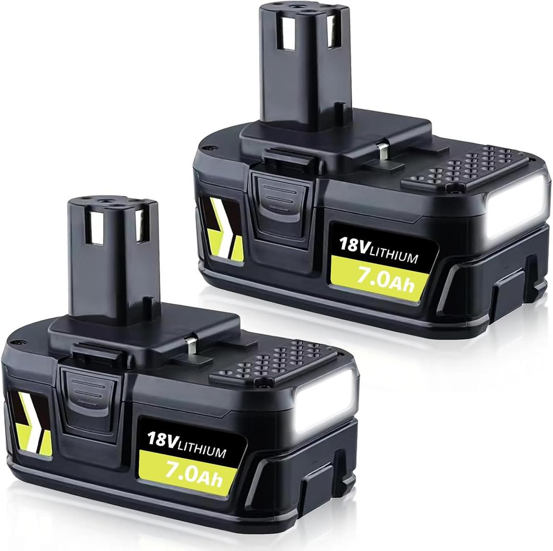 2Pack P108 7.0Ah Battery Compatible with Ryobi 18V Lithium Battery Replacement for Ryobi P108 P102 P103 P104 P105 P107 P109 P122