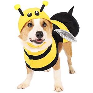 Spooktacular Creations Pet Dog Bee Costume with 3D Bee Hat, Silver Wings for Halloween Dress-up Party, Role Play, Carnival Cosplay, Holiday Decorations Clothes (X-Large)