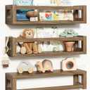 Upgraded Thick Floating Shelves, Solid Wood Bookshelf for Wall, Floating Book Shelves Use as Wall Shelves for Bedroom, Kids Room, Nursery, Books, Spice Rack & Decor  Dark Walnut Brown (15.75 Inch)