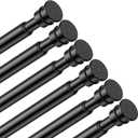 Tension Curtain Rod 26 to 48 Inch Adjustable Tension Rods 6 Pack Expandable Spring Tension Rod Black No Drilling for Closet Kitchen Cupboard Wardrobe Door Bookshelf DIY Projects