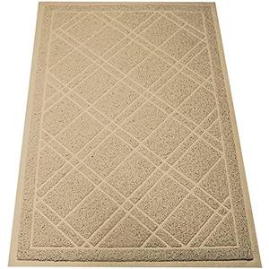 SlipToGrip Universal Door Mat, Plaid Design - Khaki, 42 x 35 - Anti Slip, Durable and Washable, Outdoor and Indoor Floor Welcome Mat - Front Door, Dust Absorbent