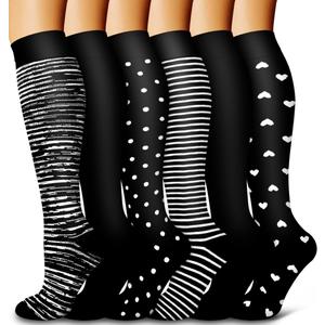 6 Pack Copper Compression Socks for Women and Men Circulation-Best Support for Medical, Running,Nursing,Athletic (Large-X-Large, Z-assorted15)