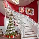 50 FT Christmas Decorations Tinsel Garland, Christmas Snowflake Garland Xmas Shiny Twist Metallic Garlands Decorations for Xmas Tree Home Indoor Outdoor Holiday Xmas Party Decor