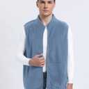 Argstar Men's Fleece Vest with Zipper Pockets, Full-Zip Casual Lightweight Sleeveless Outerwear Gilet Greylish Blue M