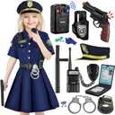 Loscola Police Costume for Girls Kids, Police Officer Costumes for Girl, Halloween Costume Girls for 3-12, Cop Uniform Small