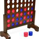GoSports 2 Foot Width Giant Dark Wood Stain 4 in a Row Backyard Game with Connect Coins, Portable Case and Rules