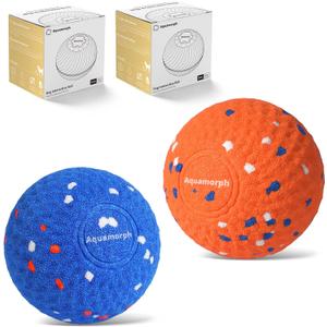 2 Pack Interactive Dog Balls - Auto Moving Bouncing Vibrating Washable Dog Toys for Large Medium Dogs, Type-C Rechargeable, Blue and Orange, Grid Pattern