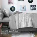 Twin Comforter Set,Classic Striped Design Comforter Set 5 Pieces,Gray Bedding Sets for College,Simple Neutral-Style Comfortable Comforter Set for Dorm
