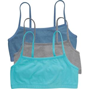 Hanes Women's Cotton String Bralette (3 Pack) (Medium, Denim Jacket/Concrete Heather/Ultra Blue)