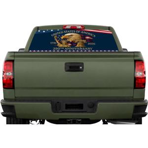 250th Anniversary Rear Window Decals for Trucks, 65 x 22 Inch 1776-2026 American Anniversary Us Flag Eagle Back Window Decals Patriotic USA Vinyl Truck Back Sticker Graphics for Car