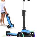 BELEEV A8 Scooter for Kids Ages 3-12, 3 Wheel Folding Scooter for Toddlers Girls Boys, LED Light-Up Wheels, 4 Adjustable Height, Lean to Steer, Extra Wide Wheels, Three Wheel Kick Scooter for Children