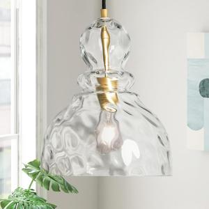 Hammered Glass Pendant Light Gold Pendant Lights Kitchen Island 12in Large Brass Kichen Island Light Over Sink Glass Ceiling Pendant Light for Entry Hallway Dining Room