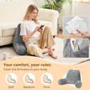 Sasttie Reading Pillows for Sitting in Bed Adult, Velvet Back Pillow Bed Sitting Up, Back-Rest Support Cushion for Sit Up on Couch, Sofa, and Floor, Dorm Essentials, Oeko-Tex Certified, Dark Grey, Standard
