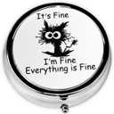 3 Compartment Travel Pill Case, Sealed Portable Pill Container Mini Size Metal Pill Box for Pocket Purse, Three Times a Day Pill Organizer for Men, Women and Children - Everything is Fine