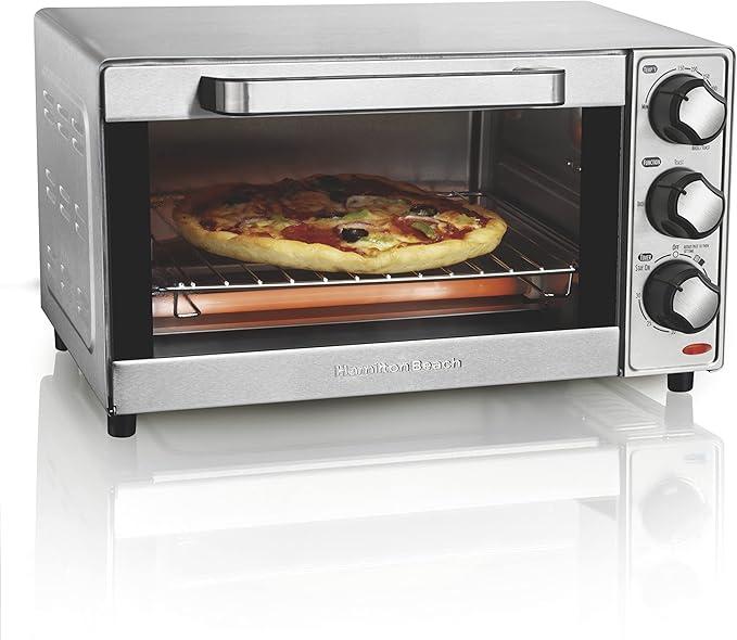 Hamilton Beach Countertop Toaster Oven & Pizza Maker Large 4-Slice Capacity & 2 Slice Extra Wide Slot Toaster with Bagel & Defrost Settings