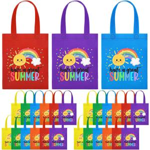 Dansydaisy End of the Year Gift Bags for Students Bulk Rainbow Non Woven Tote Bags Party Favor Bag with Handles for Sunday School Gift Teacher Appreciation Graduation Party Supplies