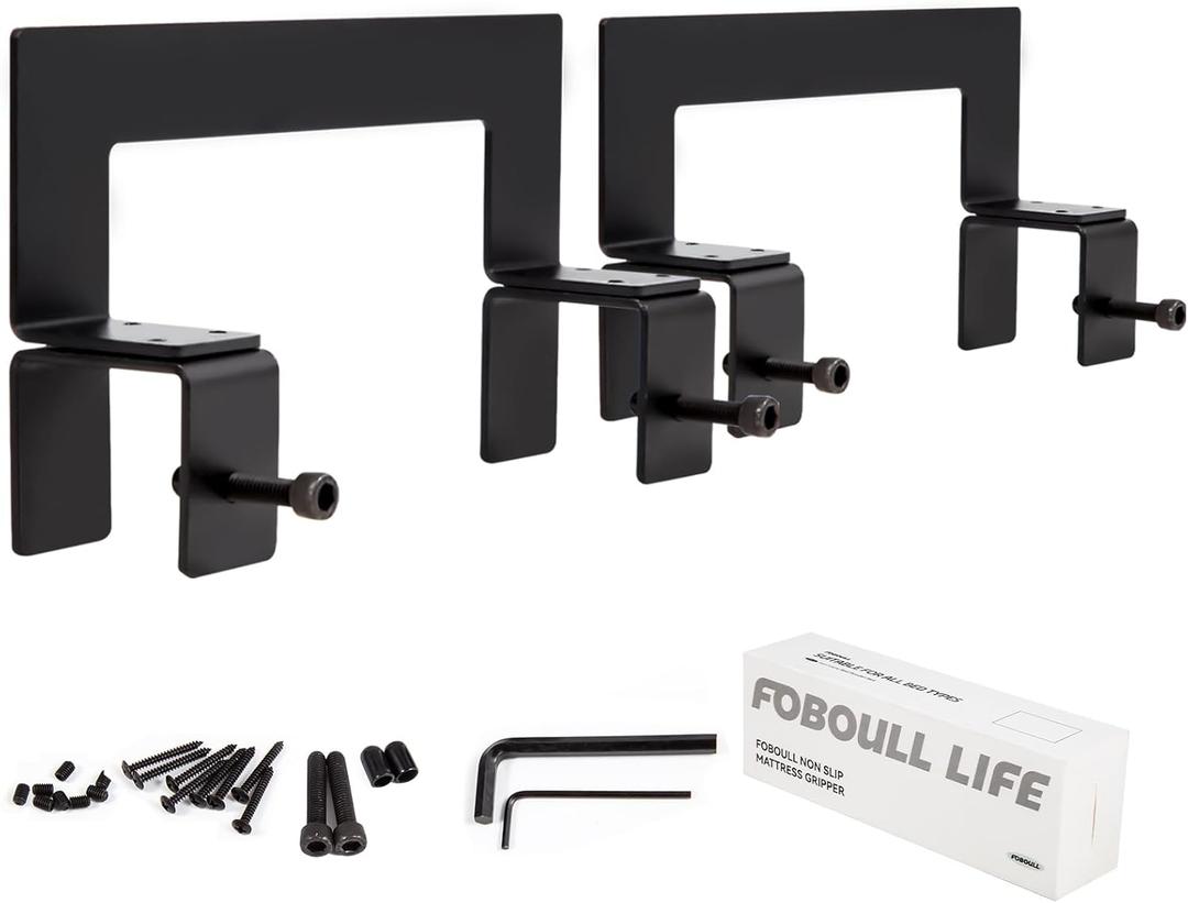 Frame Non-Slip Mattress Gripper - Mattress Slide Stopper to Keep Mattress from Sliding - Simple and Effective, Suitable for All Bed Types (2PCS, Black) (Retainer Bar 2pcs)