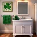 3 Pcs St. Patrick's Day Shamrock Hand Towels Cotton Absorbent Jacquard Green Shamrock Kitchen Towel 3D Seasonal Clover Decor Towels for Bathroom Gift Drying Cleaning Cooking, 14" x 29"