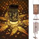 YHmall Solar Wind Chimes for Outside, Solar Lantern Windchimes Outdoors Hummingbird Gifts for Women Mom, Memorial Wind Chimes Gifts for Garden Decor