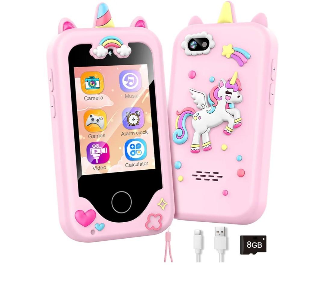 Kids Smart Phone with Dual Camera, Game & Music Player, Toddler Learning Play Toy Cell Phone, Gifts for Girls, Christmas, Birthday, Age 3-10, Light Pink