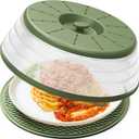 WVM Microwave Splatter Cover & Mat, Vented Collapsible Splatter Guard dish Plate lid & Silicone Round Kitchen Mat for Food, Meal Prep