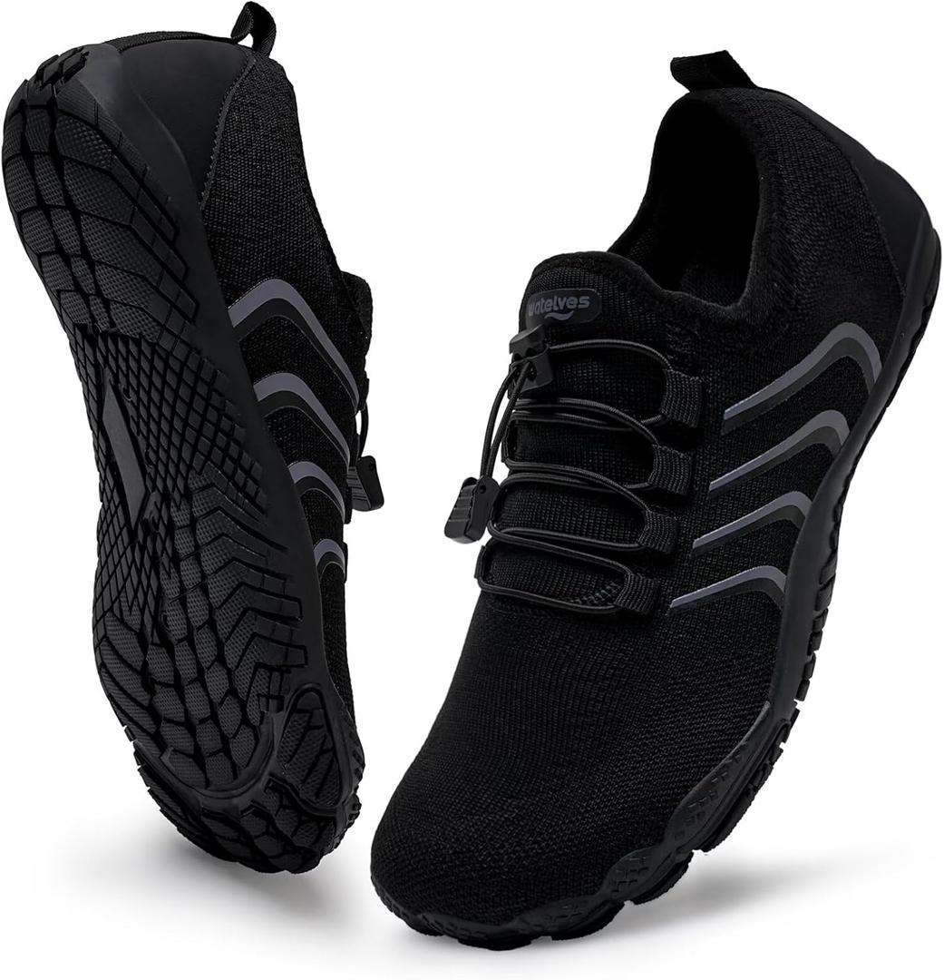 WateLves Barefoot Water Shoes for Women Men Quick Dry Aqua Swim Shoes for Outdoor Fishing Beach Pool Boat Surfing Walking (8 Women/6.5 Men, Black)