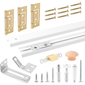 Bifold Door Hardware with Track, 24 Inch Bi-fold Closet Door Track Kit with Installation Manual