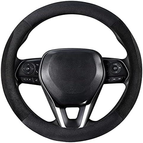 SEG Direct Black Plush Winter Auto Car Steering Wheel Cover Universal 15 inch SEG Direct Black Plush Winter Auto Car Steering Wheel Cover Universal 15 inch