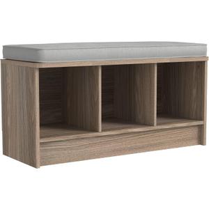 ClosetMaid 3258 Cubeicals 3-Cube Storage Bench, Natural Gray with Gray Cushion
