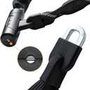 Via Velo 7mm Square 4-Sided Chain Bike Lock, 2.96ft Length, 4 Keys, Sold Secure Bronze, Black, Chain Bike Lock