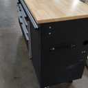 Rolling Tool Chest, 61 in Garage 10 Drawers Workbench Storage Tool Cabinet with Solid Rubber Wood Top, Power Strip, 1675 LBS Load Mobile Workstation, Heavy Duty Rolling Cabinet, Black