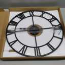 Large Modern Metal Wall Clocks Rustic Round Nearly Silent Little Ticking Battery Operated Roman Numerals Clock for Living Room/Bedroom/Kitchen Wall Decor-(Black, 47cm) (19 Inch)