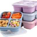 Snack Containers (4 Pack), 4 Compartments Snackle Box Container, Meal Prep Reusable Lunchable Container for Adults, Microwave Dishwasher Safe, Stackable Bento Snack Boxes for Work, Travel