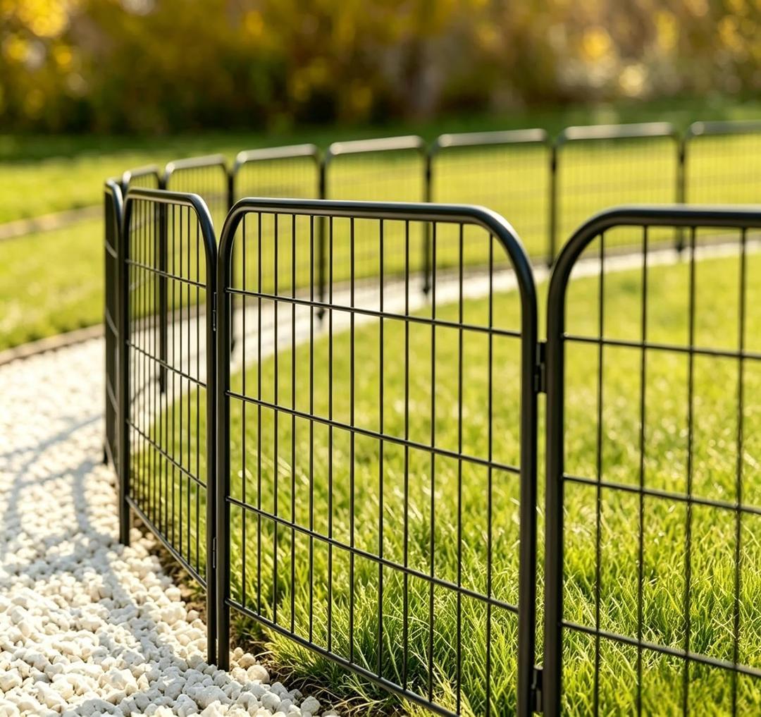 AMAGABELI 10 Panels 24 in(H) X 22 ft(L) Decorative Garden Fence Gate,No Dig Dog Fence Outdoor for Yard,Rustproof Garden Fencing Animal Barrier Metal Wire Panel Border for Flower Bed,Patio