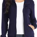 Women's Zip up Sweatshirt Jacket Stand Collar Hoodless Running Sweatshirt with Pockets (Medium, Long Sleeves - Navy Blue)