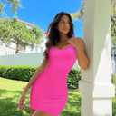 OLCHEE Womens Mini Tank Dresses Ribbed Sleeveless Square Neck Bodycon Sundress Summer Casual Sexy Party Club Cocktail 2023 (Pink, S)