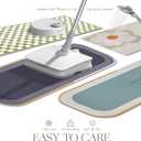 Bath Mat Rug Non Slip Quick Dry Absorbent Bathroom Rugs Thin Design Fits Under Door Ideal for Bathtub Sink Shower Room Floor Mats Comfortable Durable Rubber Backing (Blue Oval-47"17")