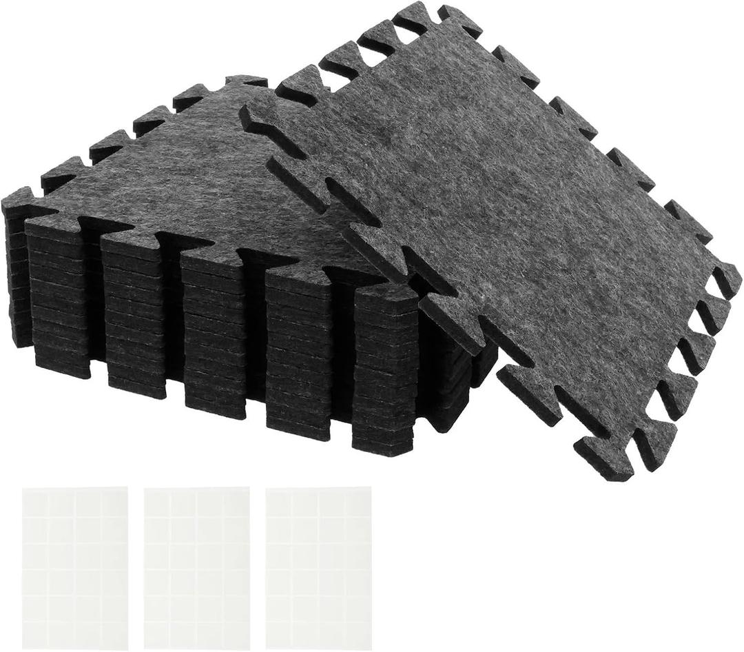 12-Pack Sound Absorbing Interlocking Floor Mats, Non-Slip Felt Acoustic Pads for Piano, Drum & Gym(Grey 12PCS 30x30cm)