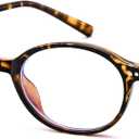 COASION Retro Oval Glasses for Women Men - Small Round Blue Light Blocking Glasses Vintage Nerd Eyeglasses (Tortoise)