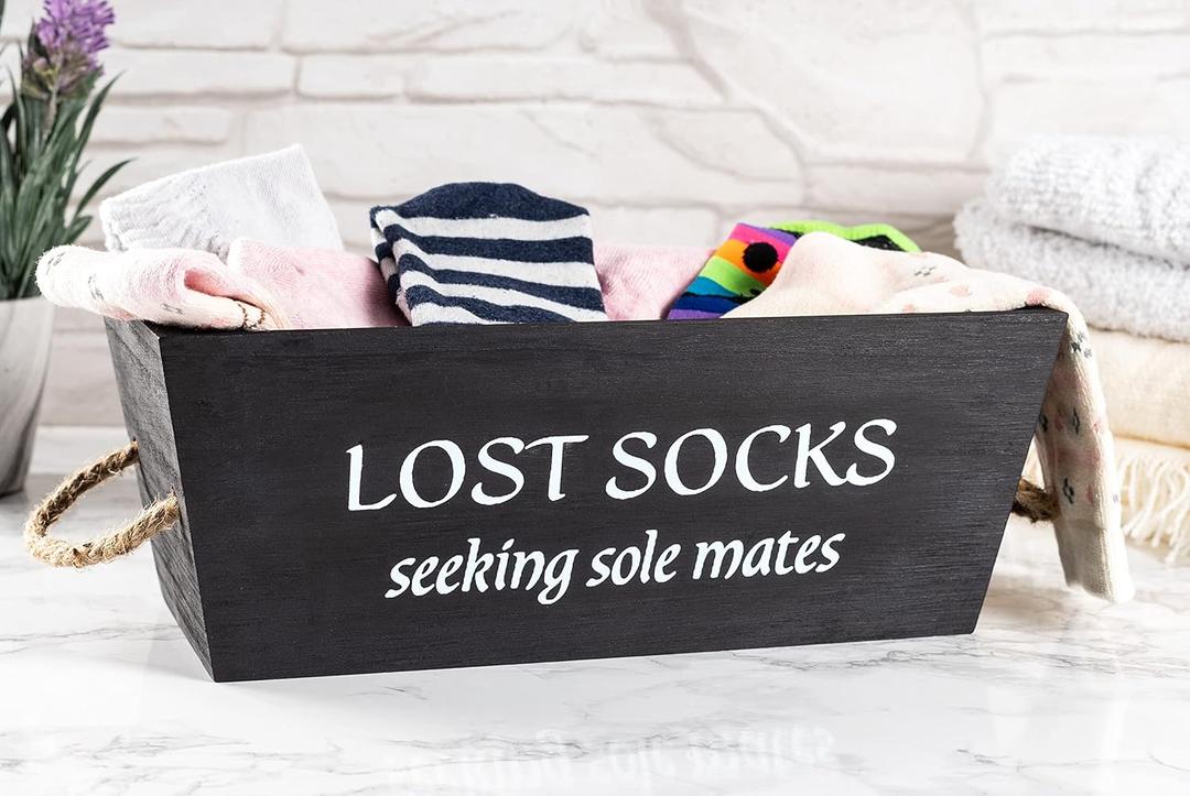 Lost Socks Basket for Laundry Room Farmhouse Laundry Room Dcor and Accessories Lost Socks Bin For Laundry Room Sock Basket for Laundry Sock Holder for Laundry Lost Socks Sign