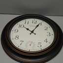 Large Outdoor Clock Waterproof 18" - Retro Indoor Outdoor Wall Clocks with Thermometer for Patio Pool Garden Living Room Decor,Bronze