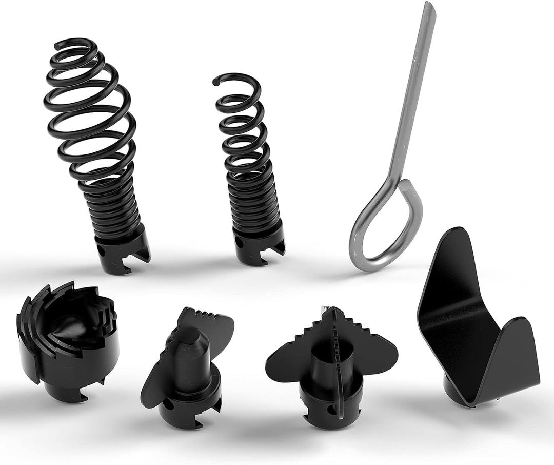 FEITON 7PCS Drain Cleaner Combination Cutter Head Set,16mm Manganese Steel Spring Automatic Locking Drain Dredging Cutter Head Accessories for Drain Cleaning Machines
